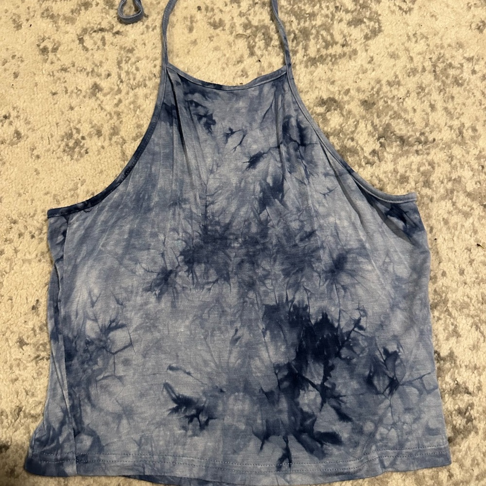 Blue Tie-Dye Halter Top